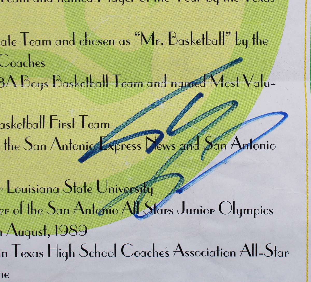 
Shaquille O'Neal Signed 12x17.75 High School Awards Poster BAS Witness #WP79154