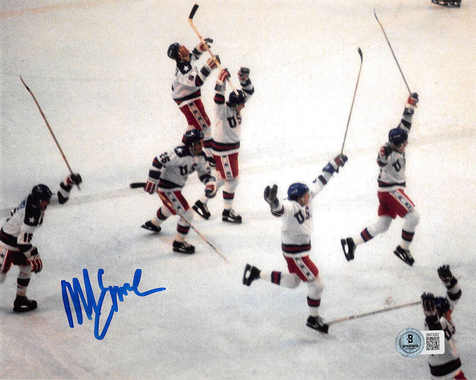 
Mike Eruzione USA Hockey Authentic Signed 8x10 Horizontal Photo BAS 5