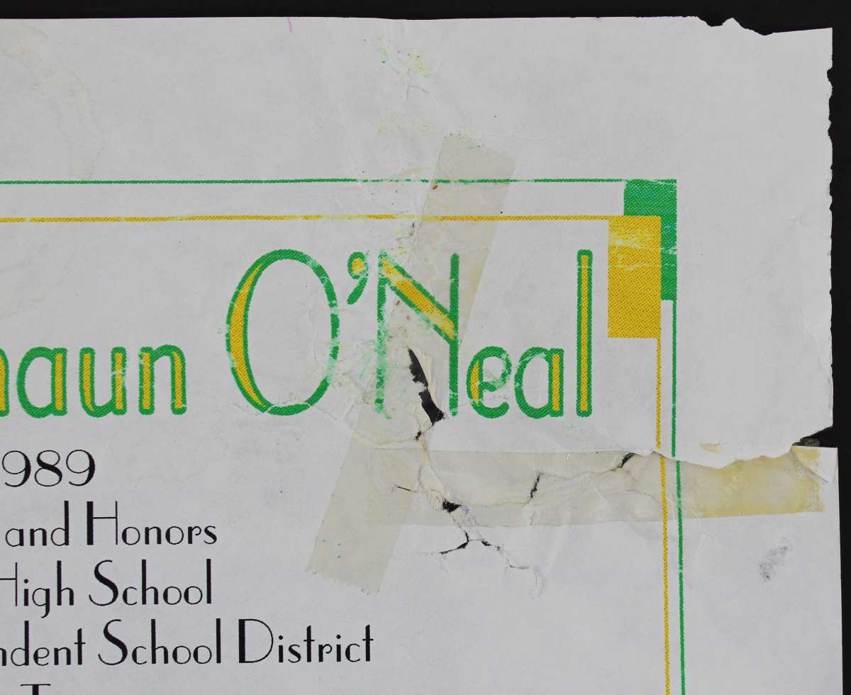 
Shaquille O'Neal Signed 12x17.75 High School Awards Poster BAS Witness #WP79154