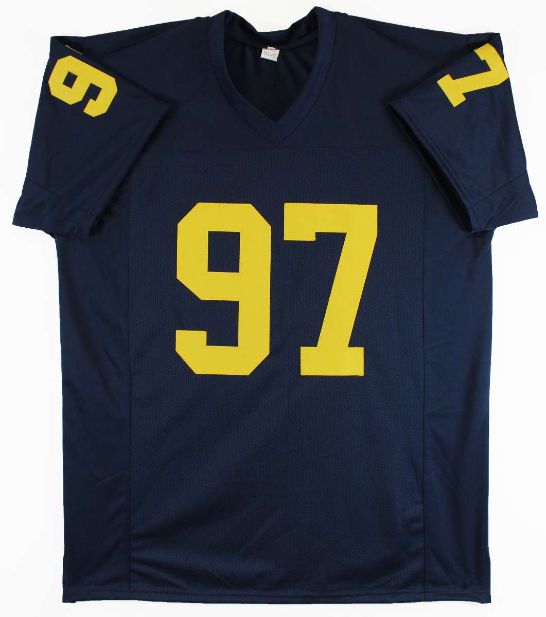 
Michigan Aidan Hutchinson Signed Navy Blue Pro Style Jersey BAS Witnessed