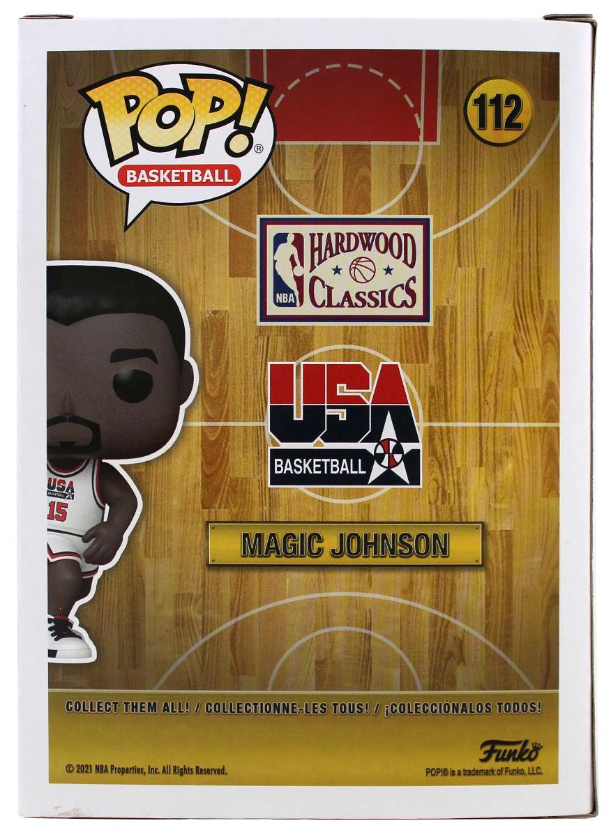 
Lakers Magic Johnson Signed USA Basketball #112 Funko Pop Vinyl Figure BAS Wit
