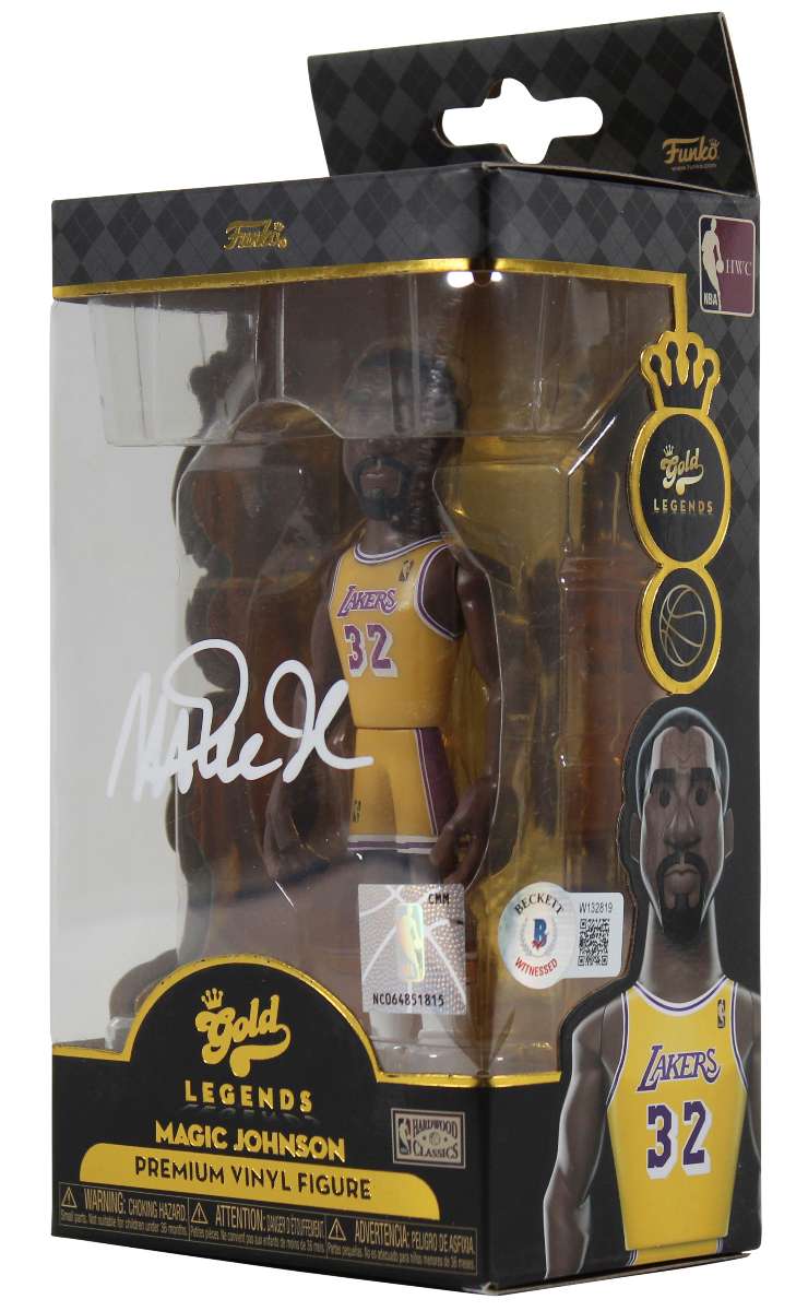 
Lakers Magic Johnson Signed Gold Legends Funko Pop Vinyl Figure BAS Witnessed
