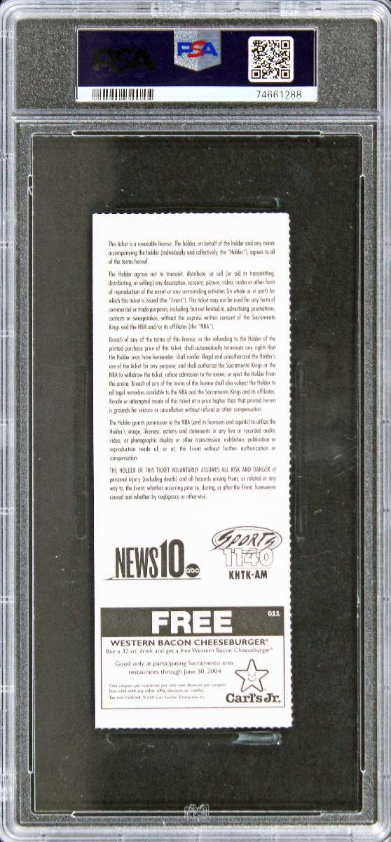 
Cavaliers LeBron James 2003 NBA Debut Ticket Stub Ticket Grade EX-MT 6 PSA Slab