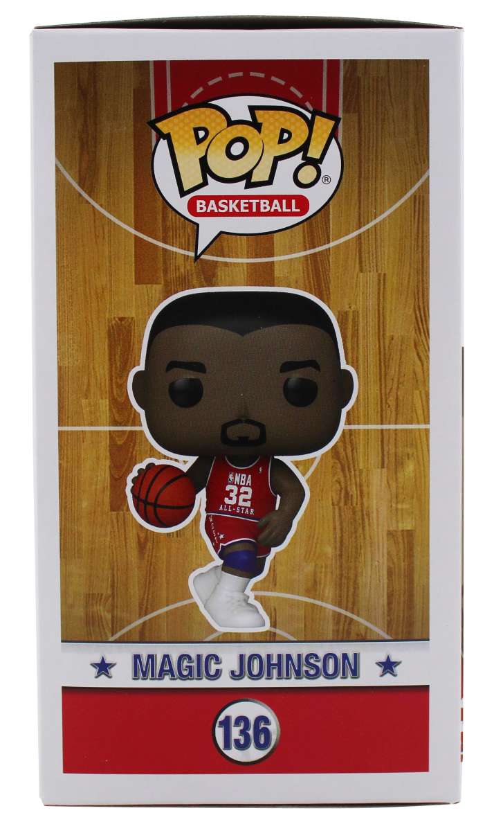 
Magic Johnson Signed All Stars #136 Funko Pop Vinyl Figure w/ Red Sig BAS Wit