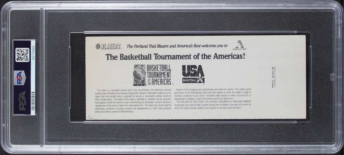 
Magic Johnson & Larry Bird Signed 1992 TOTA Full Ticket Stub Auto 10! PSA Slab
