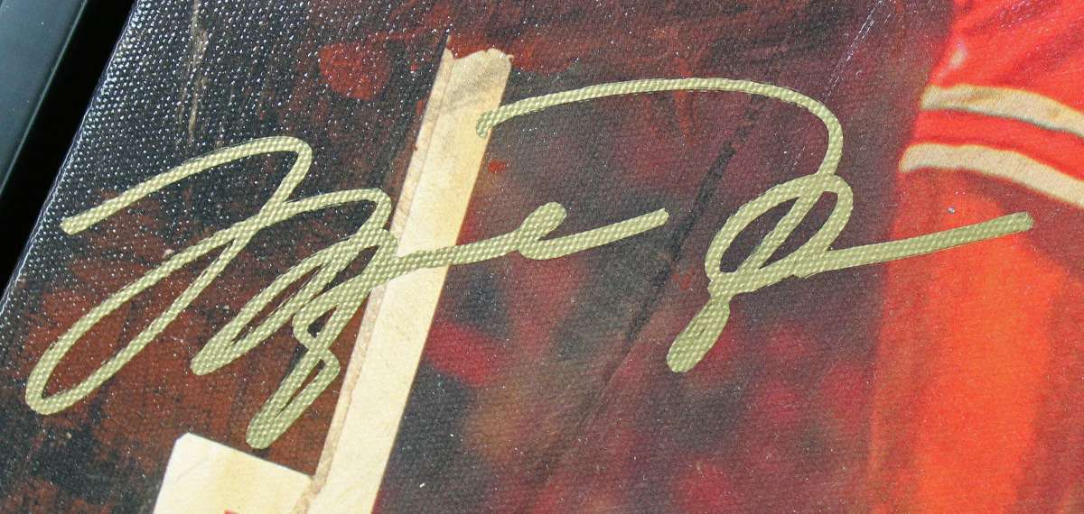 
Bulls Michael Jordan Signed & Framed 27x41 Canvas Holland AS Proof #12/14 UDA
