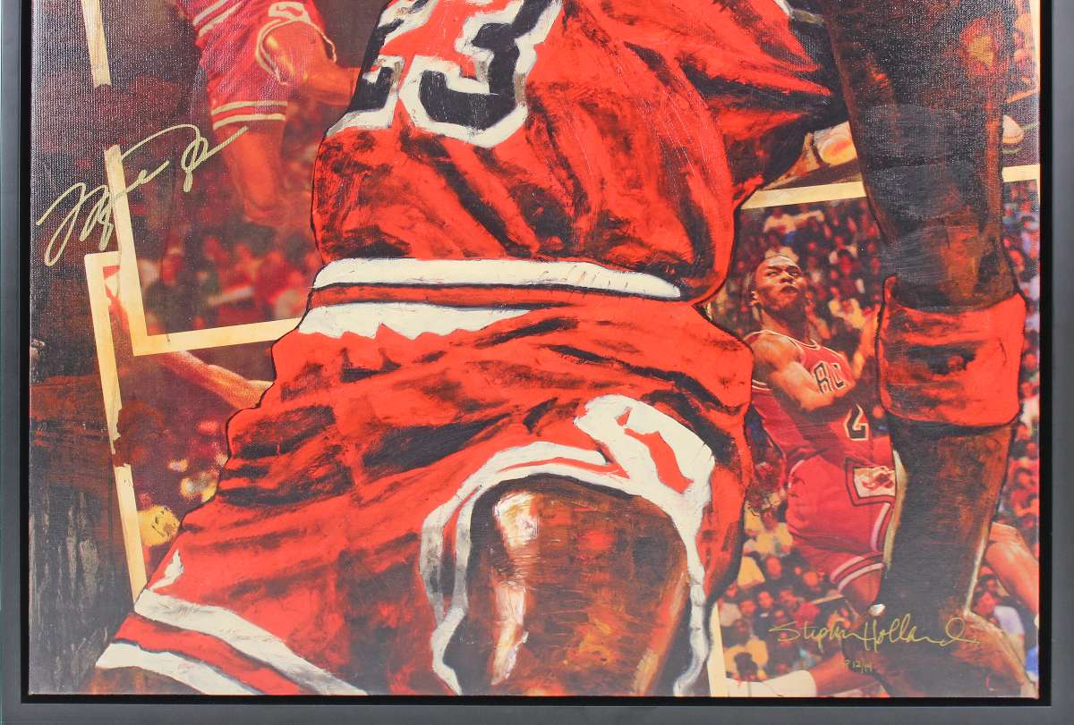 
Bulls Michael Jordan Signed & Framed 27x41 Canvas Holland AS Proof #12/14 UDA