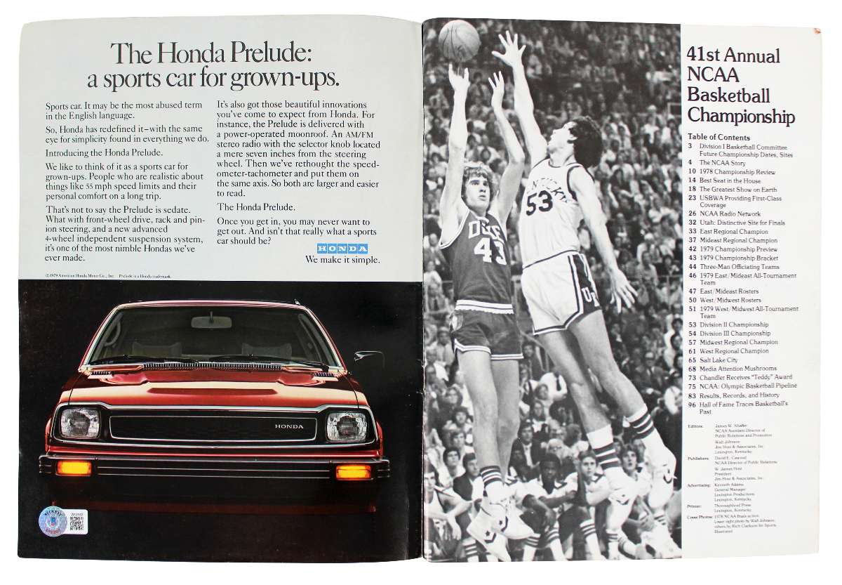 
Magic Johnson & Larry Bird Signed 1979 NCAA Tournament Program BAS Wit #W526552