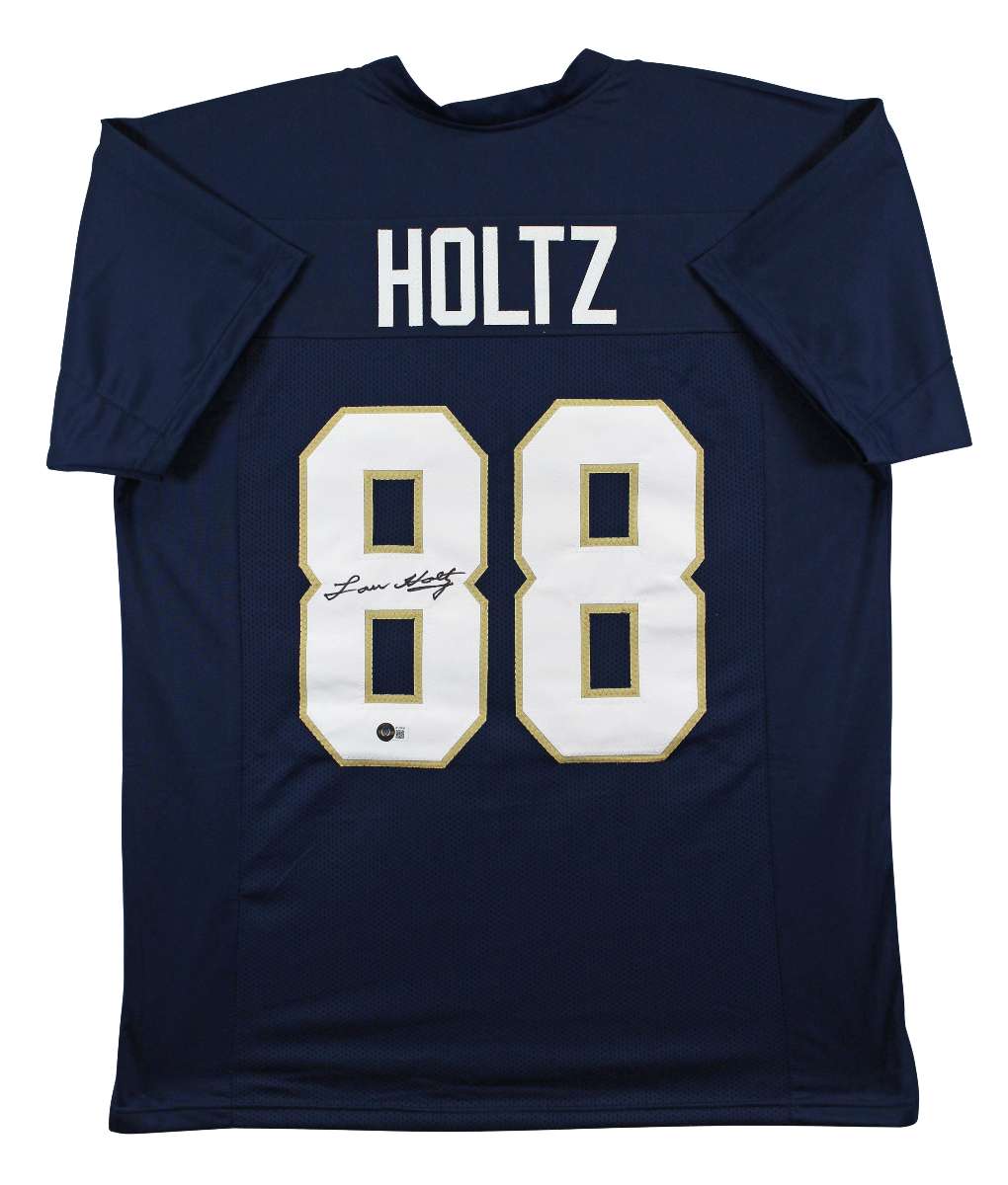 
Notre Dame Lou Holtz Authentic Signed Navy Blue Pro Style Jersey BAS Witnessed
