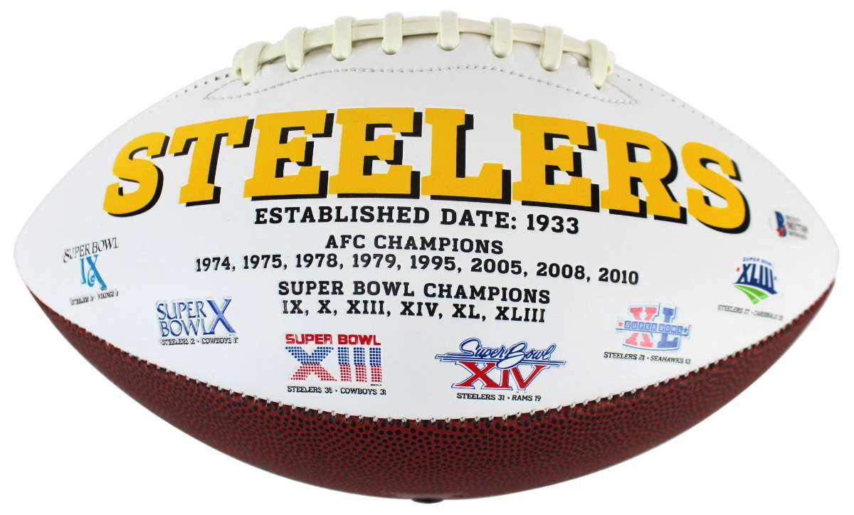 
Steelers Hines Ward Authentic Signed White Panel Logo NFL Football BAS Witness