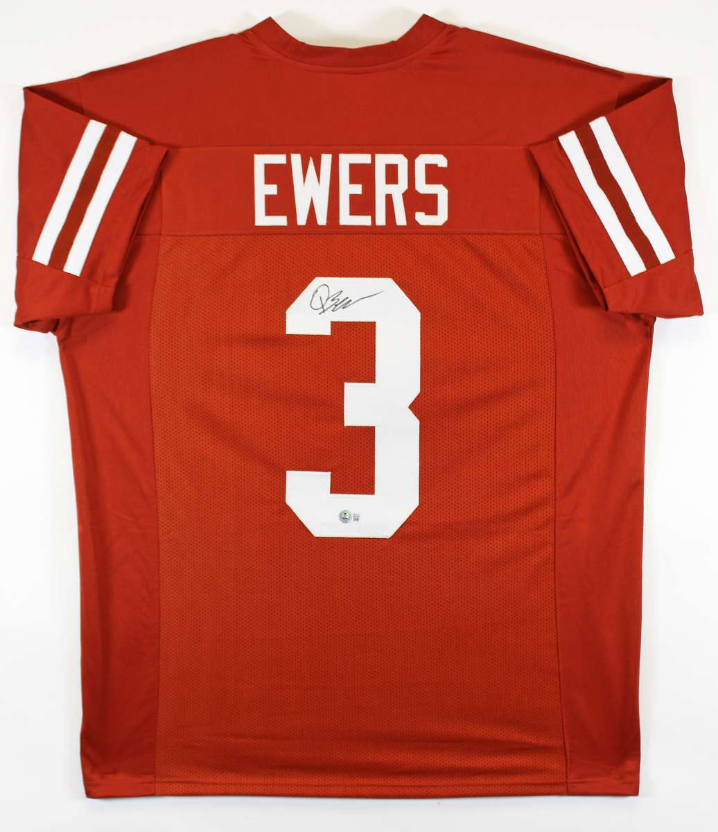 
Texas Quinn Ewers Authentic Signed Burnt Orange Pro Style Jersey BAS Witnessed