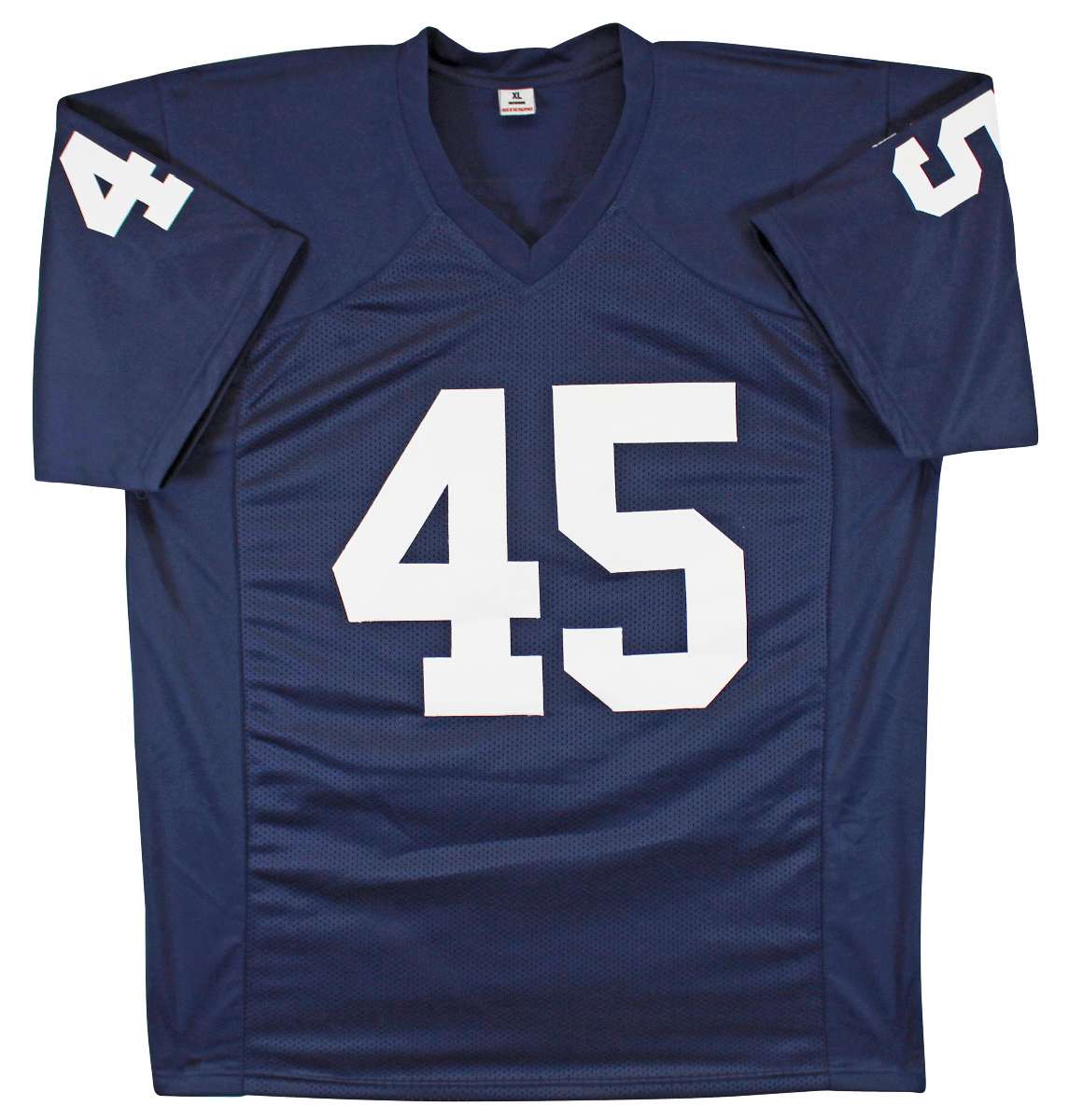 
Notre Dame Rudy Ruettiger & Sean Astin Signed Navy Pro Style Jersey BAS Witness