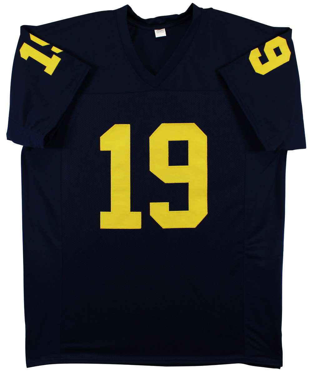 
Michigan Kwity Paye Authentic Signed Navy Blue Pro Style Jersey BAS Witnessed