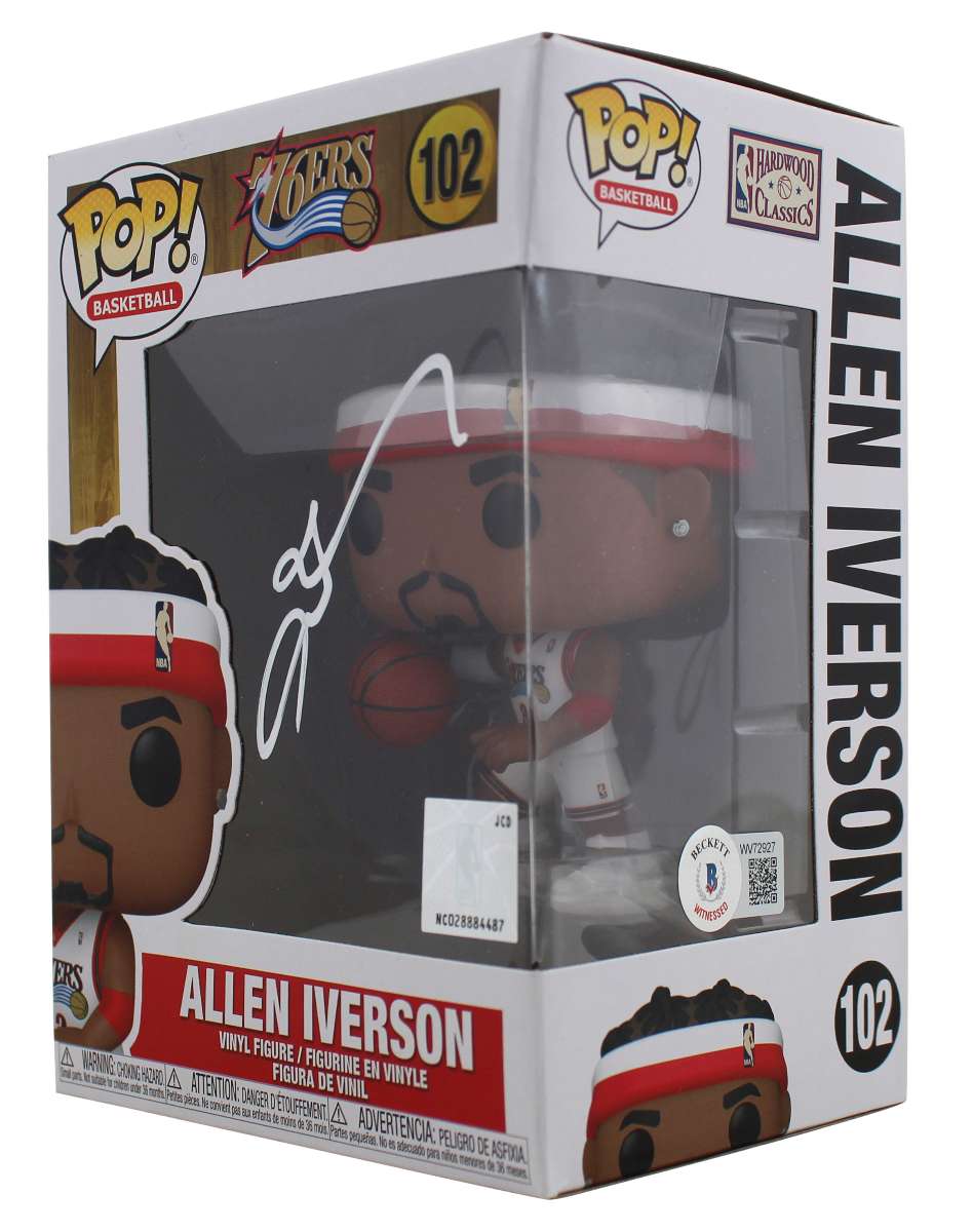 
76ers Allen Iverson Authentic Signed HWC #102 Funko Pop Vinyl Figure BAS Witness