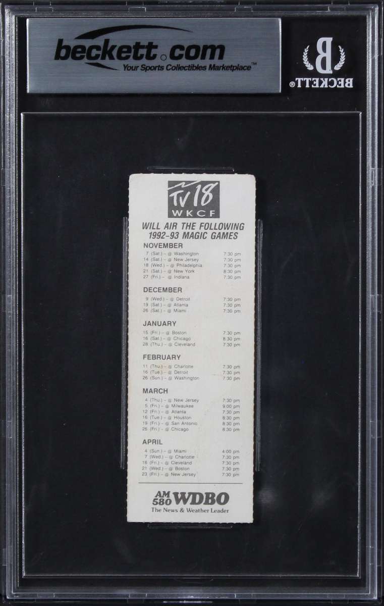 
Shaquille O'Neal Signed 1993 Magic Vs Celtics Ticket EX-MT 6 Auto 10 BAS Slabbed