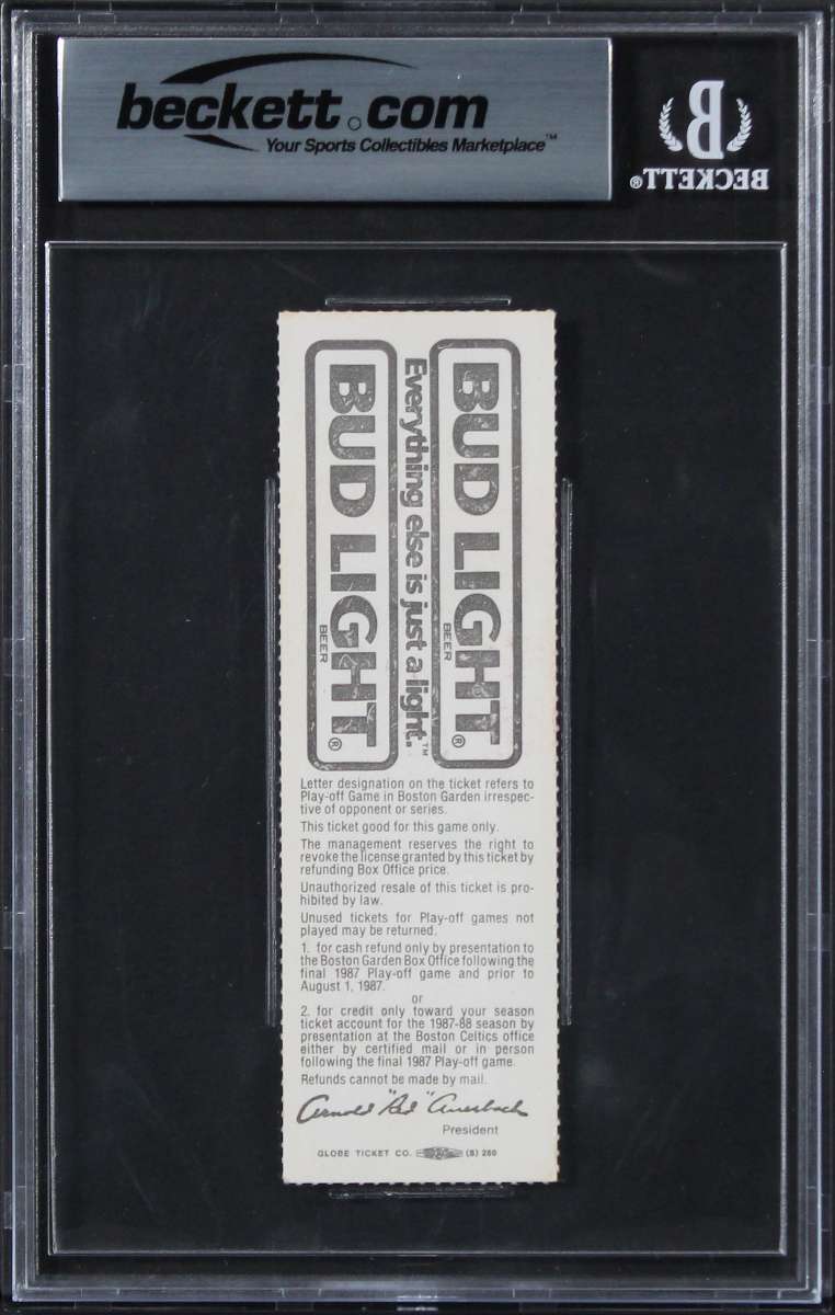 
Magic Johnson Signed 1987 Finals Game 4 Ticket EX-MT 8, Auto 10! BAS Slabbed