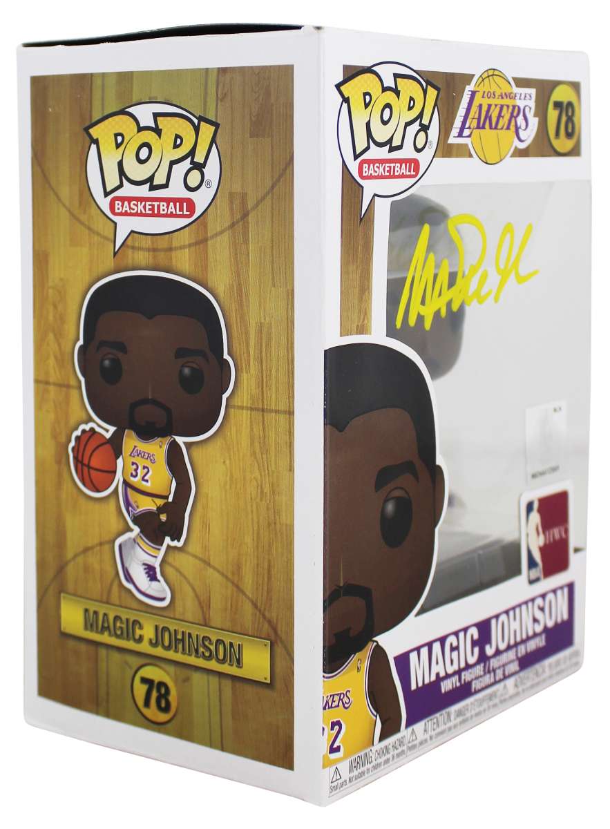 
Lakers Magic Johnson Signed NBA HWC #78 Funko Pop Vinyl Figure w/ Yellow Sig BAS