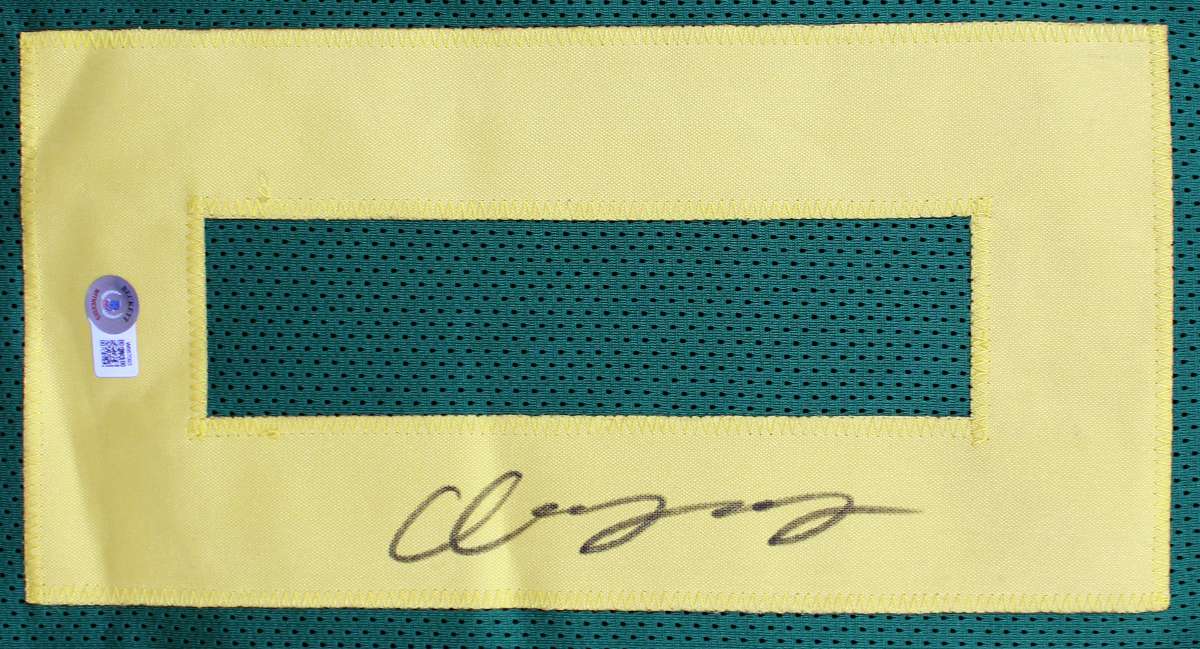 
Oregon Christian Gonzalez Authentic Signed Green Pro Style Jersey BAS Witnessed