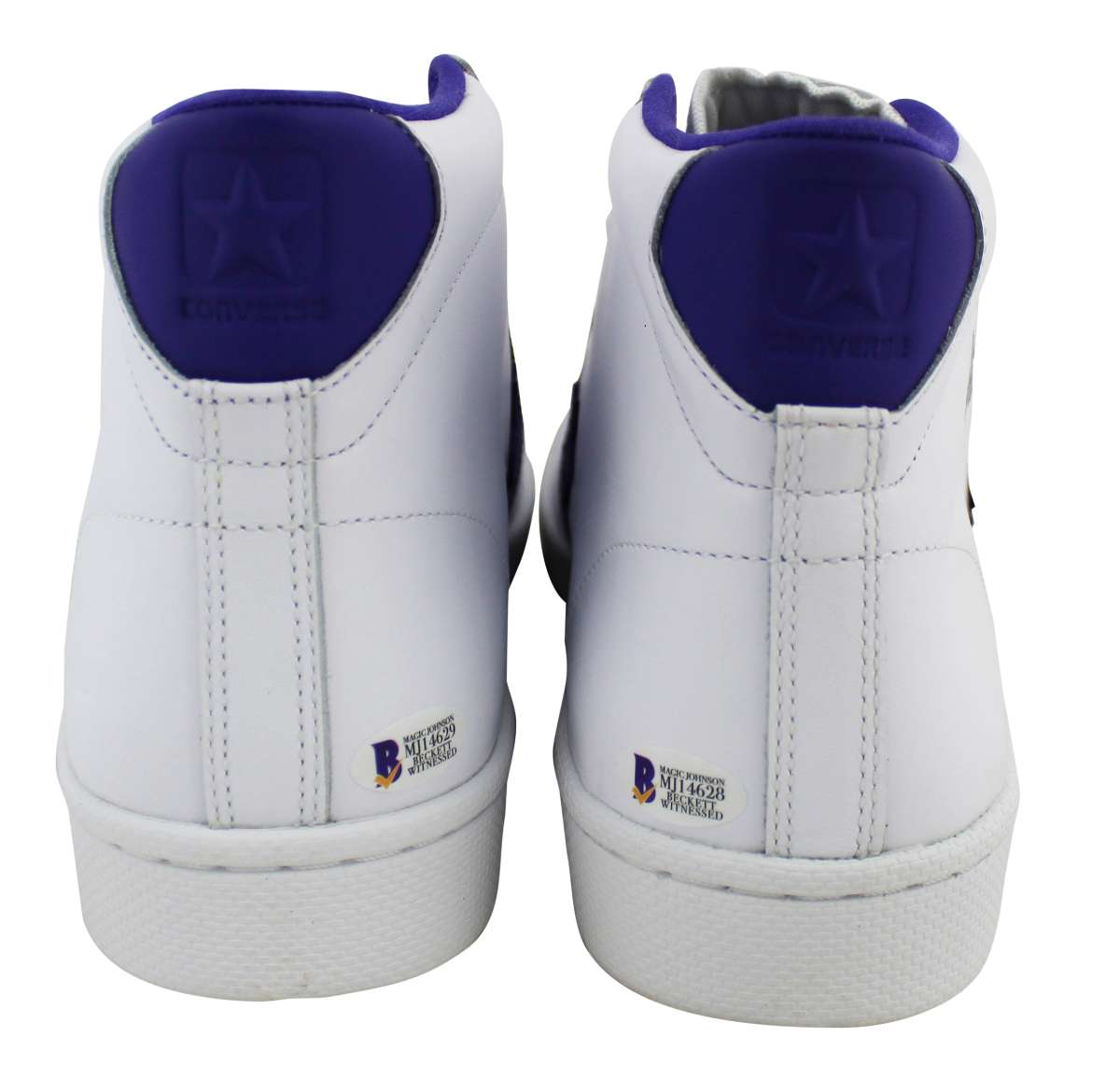 
Lakers Magic Johnson Signed Converse PL Pro Leather Size 12 Shoes w/ Box BAS Wit