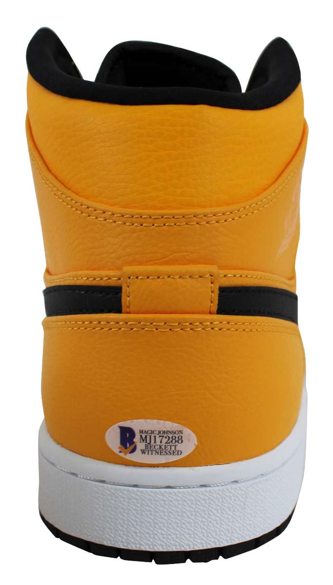 
Lakers Magic Johnson Signed 2018 Nike Air Jordan 1 Mid Size 11.5 Shoes w Box BAS