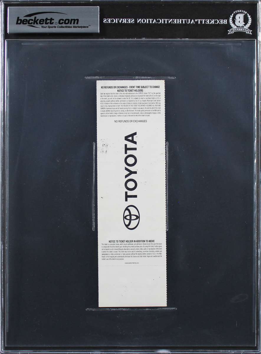 
Shaquille O'Neal Finals MVP Signed 2000 Finals GM 2 Ticket Stub Auto 10 BAS Slab