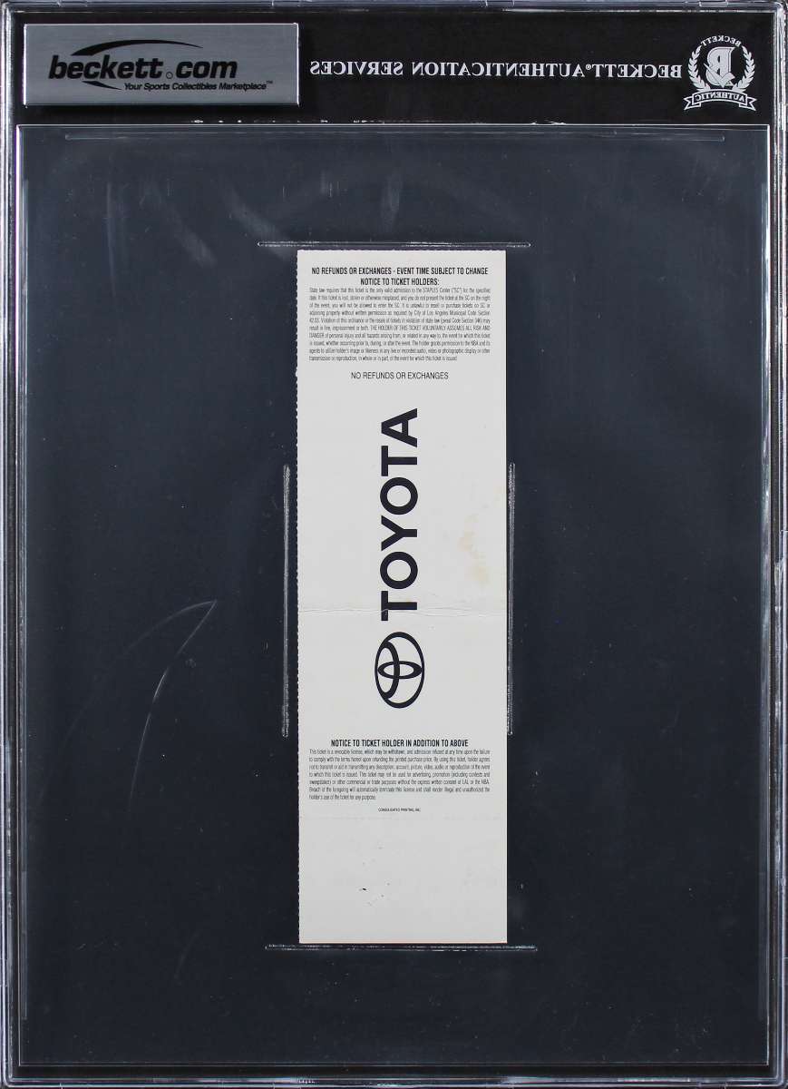 
Shaquille O'Neal Finals MVP Signed 2000 Finals GM 1 Ticket Stub Auto 10 BAS Slab