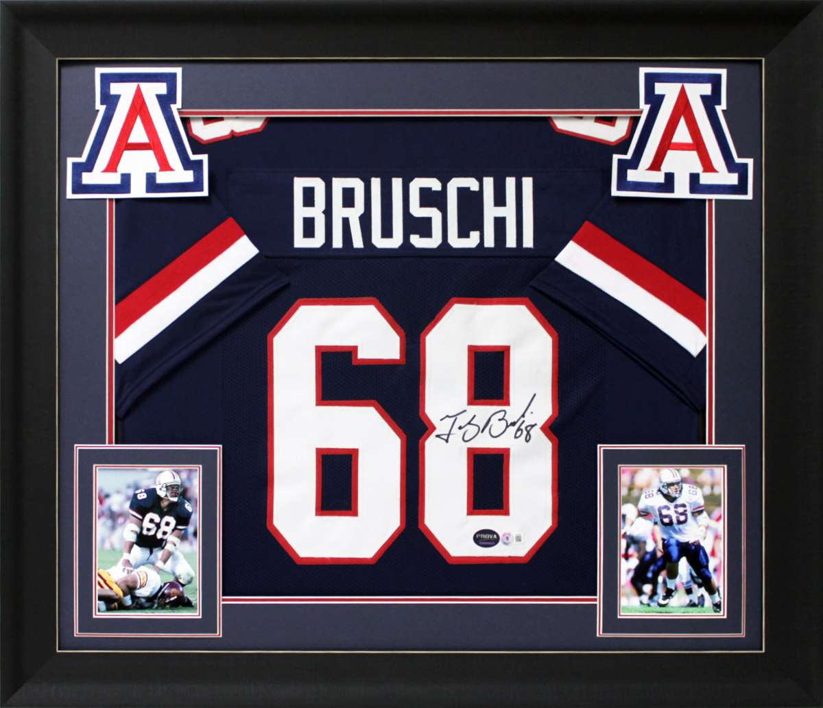 
Arizona Tedy Bruschi Authentic Signed Navy Blue Pro Style Framed Jersey BAS Wit