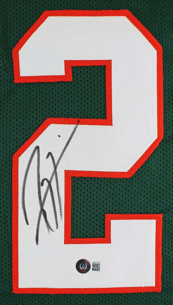 
Miami Ray Lewis Authentic Signed Green Pro Style Jersey Autographed BAS Witness