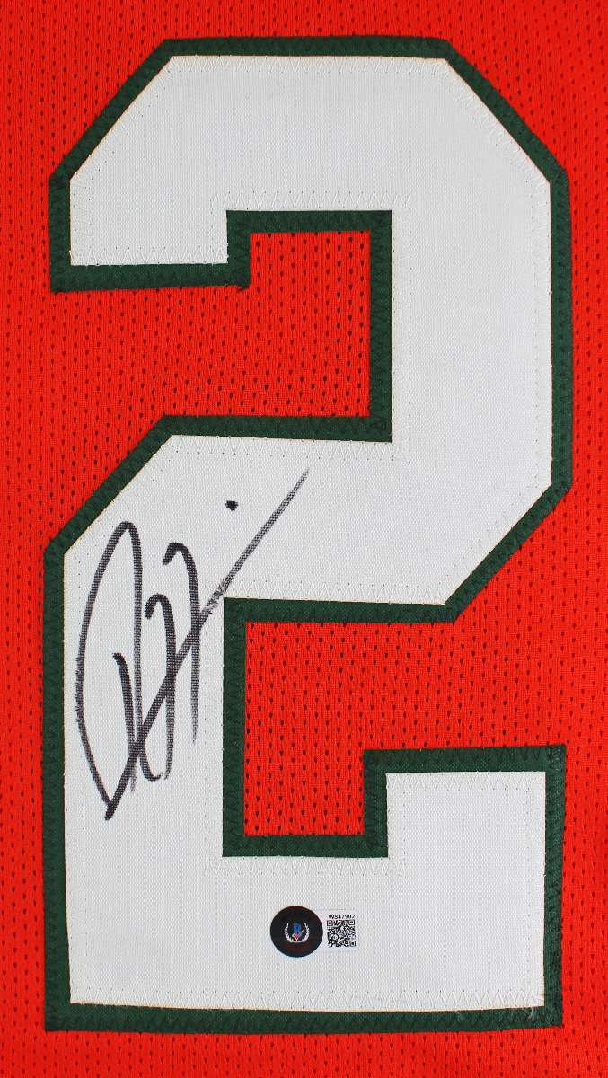 
Miami Ray Lewis Authentic Signed Orange Jersey Autographed BAS Witnessed