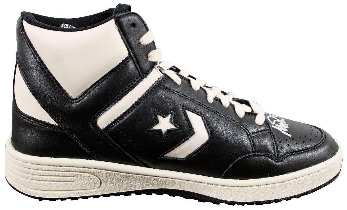 
Lakers Magic Johnson Signed Left Black & White Converse Weapon Shoe BAS Wit 1