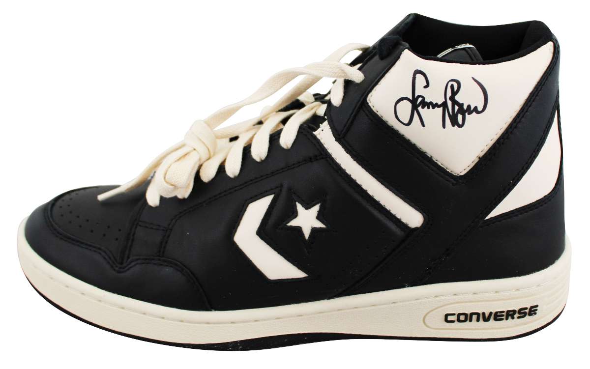 
Celtics Larry Bird Signed Left Black & White Converse Weapon Shoe BAS Witnessed