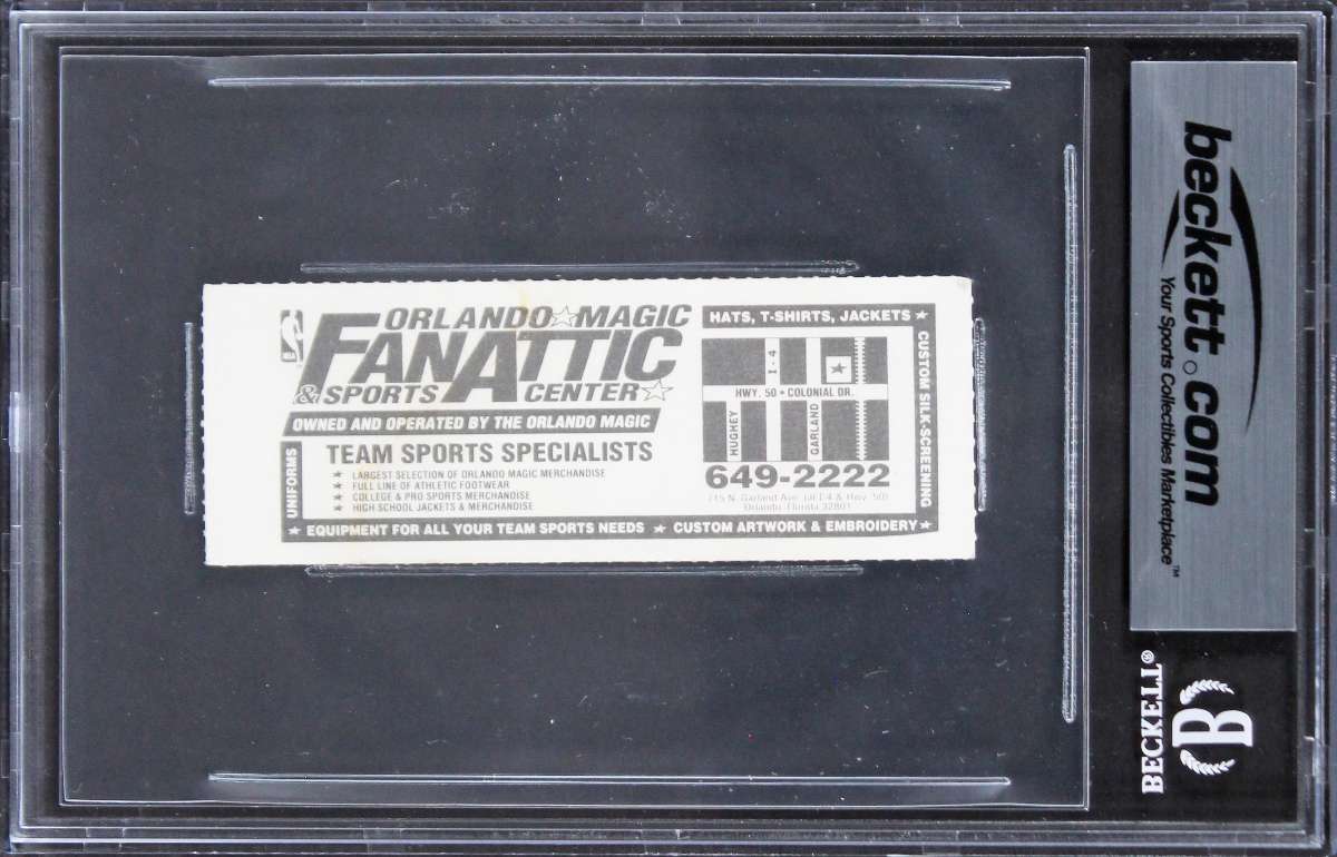 
Magic Shaquille O'Neal Signed 1993 Ticket Stub Auto Graded 10! BAS Slabbed
