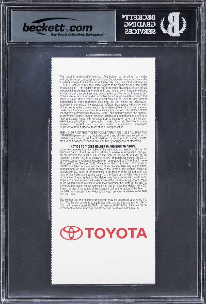 
Shaquille O'Neal Signed 4/2/13 #34 Retirement Ticket Stub Auto 10! BAS Slabbed 2