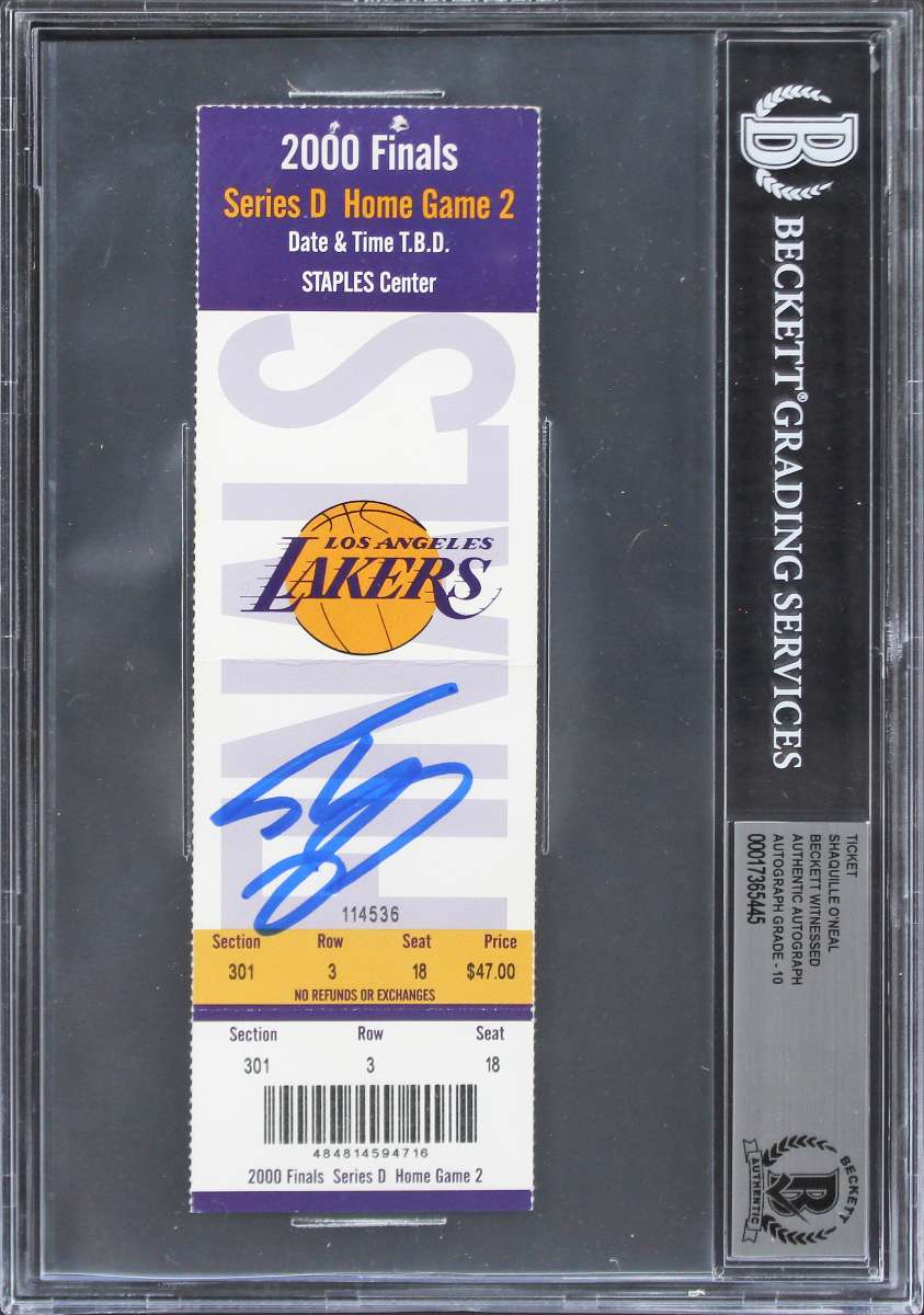 
Lakers Shaquille O'Neal Signed 2000 NBA Finals Game 2 Ticket Auto 10! BAS Slab 2