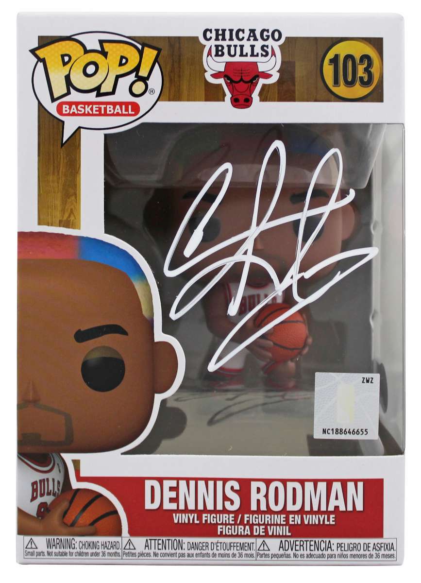 
Bulls Dennis Rodman Authentic Signed #103 Funko Pop Vinyl Figure BAS Witnessed