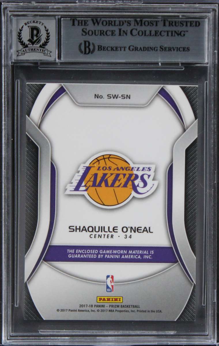 
Lakers Shaquille O'Neal Signed 2017 Panini Prizm SS #81 Card Auto 10! BAS Slab 1