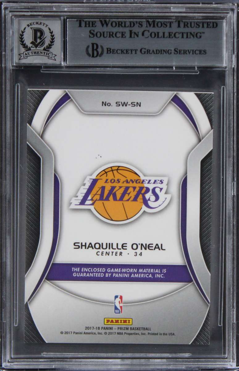 
Lakers Shaquille O'Neal Signed 2017 Panini Prizm SS #81 Card Auto 10! BAS Slab 3