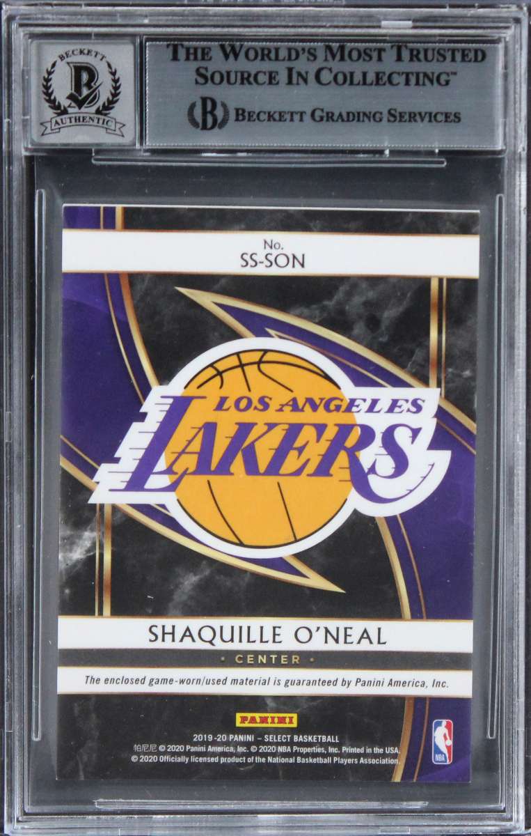 
Lakers Shaquille O'Neal Signed 2019 Select Swatches #18 Card Auto 10! BAS Slab