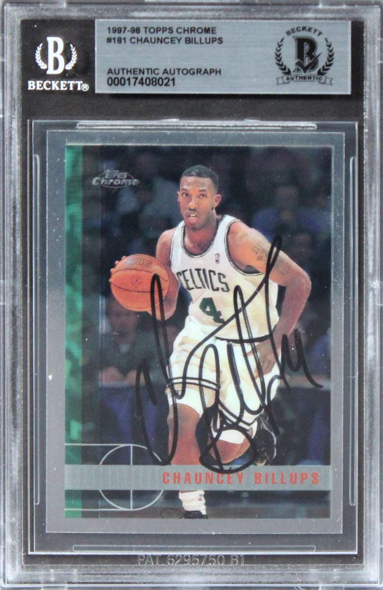 
Celtics Chauncey Billups Authentic Signed 1997 Topps Chrome #181 Card BAS Slab