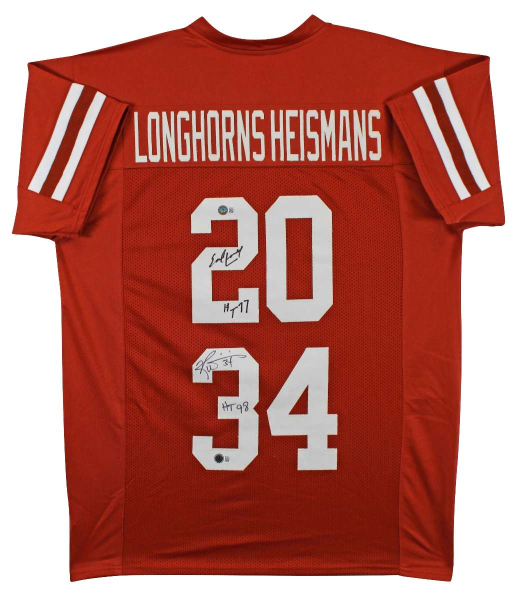 
Texas Ricky Williams & Earl Campbell Signed Burnt Orange Pro Style Jersey BAS W