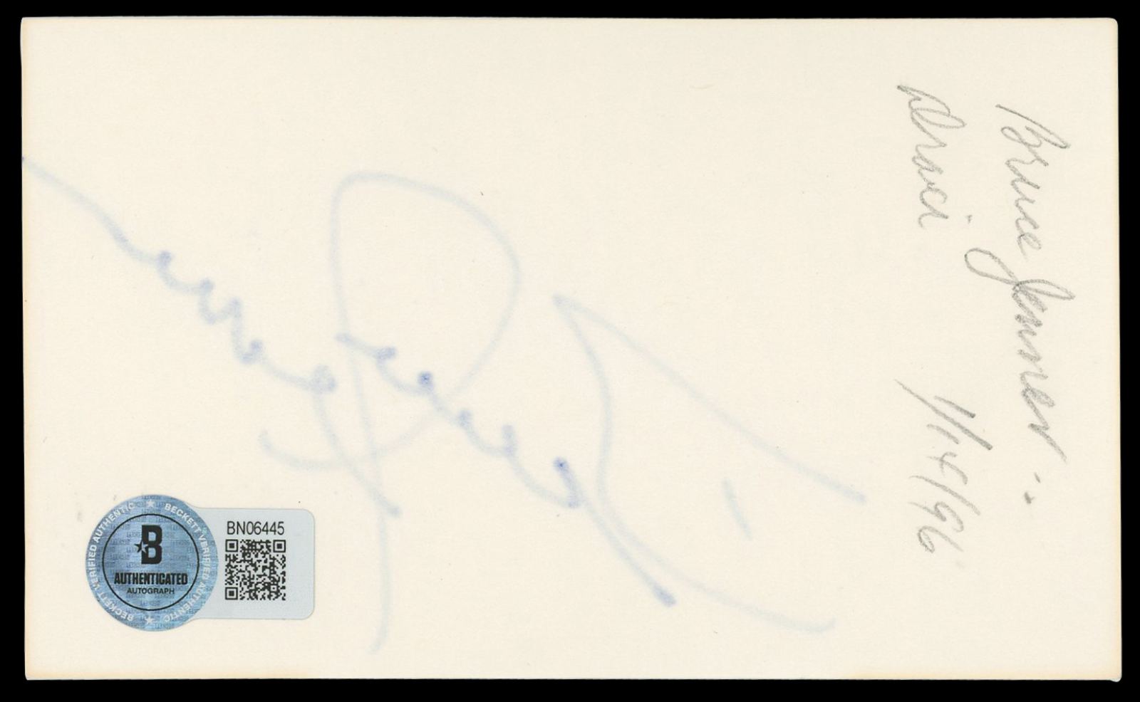 
Bruce Jenner Olympics Authentic Signed 3x5 Index Card Autographed BAS #BN06445